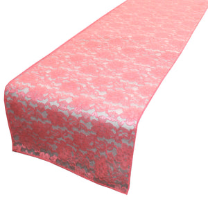 Light Weight Floral Sheer Lace Table Runner / Wedding Table Top Décor (Pack of 8) Coral