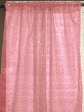 Silver Stars on Sheer Tinted Organza Solid Single Curtain Panel 58 Inch Wide - Coral