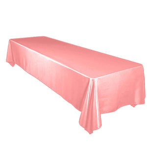 Shiny Satin Solid Tablecloth Coral