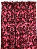 Flocking Damask Taffeta Window Curtain 56 Inch Wide - Coral