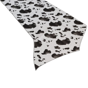 Cotton Print Table Runner Animal Cow Spots Black