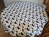 Cotton Tablecloth Animal Print Cow Spots Black