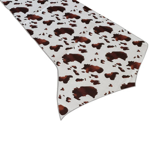Cotton Print Table Runner Animal Cow Spots Brown