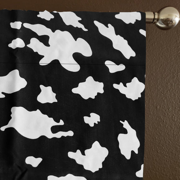 Cotton Curtain Animal Print Cow White Spots on Black 58 Inch Wide
