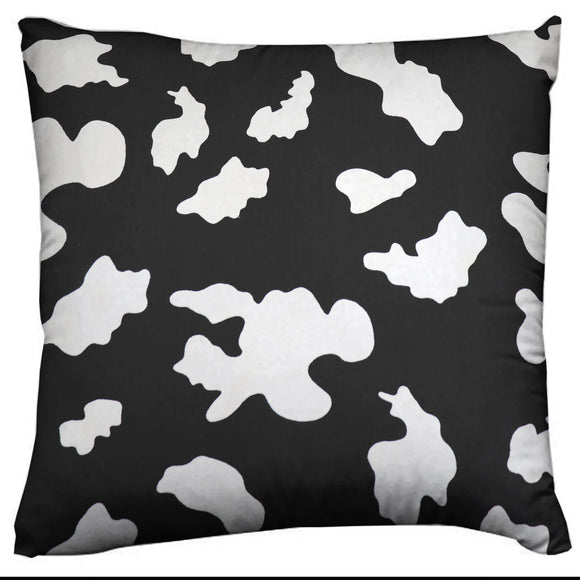 Cotton Cow Spots Animal Print Decorative Throw Pillow/Sham Cushion Cover White on Black