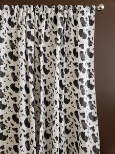 Cotton Curtain Animal Print Cow Spots Black 58 Inch Wide