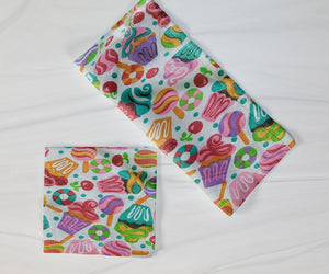 Cotton Cupcakes and Candy Napkins 18"X18"