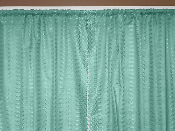 Cotton Eyelet Window Curtains Scalloped Sides (2 Piece Set) 42