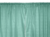 Cotton Eyelet Window Curtains Scalloped Sides (2 Piece Set) 42" Wide Panels - Aqua