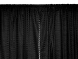 Cotton Eyelet Window Curtains Scalloped Sides (2 Piece Set) 42" Wide Panels - Black
