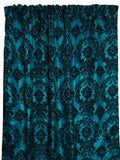 Flocking Damask Taffeta Window Curtain 56 Inch Wide - Blue Teal