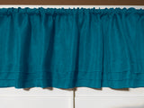 Faux Burlap Window Valance 58" Wide with Pleated Ruffles Dark Turquoise