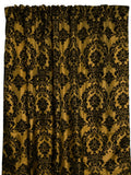 Flocking Damask Taffeta Window Curtain 56 Inch Wide - Gold