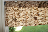 Cotton Window Valance Camouflage Print 58 Inch Wide Pixelated Desert Camouflage
