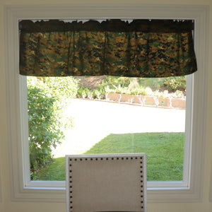 Cotton Window Valance Camouflage Print 58 Inch Wide - Pixelated Jungle Camouflage