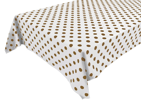Cotton Tablecloth Polka Dots Print / Brown Dots on White