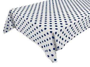 Cotton Tablecloth Polka Dots Print / Navy Dots on White