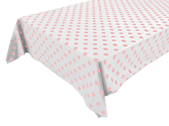 Cotton Tablecloth Polka Dots Print / Pink Dots on White