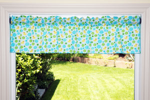 Cotton Window Valance Animal Print 58 Inch Wide Ducks and Stars - Blue