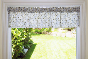 Cotton Window Valance Animal Print 58 Inch Wide Ducks and Stars - Grey