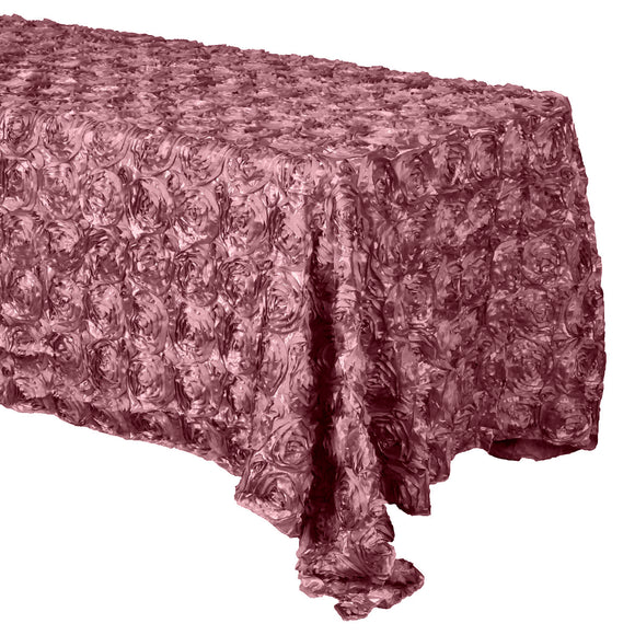 Satin Rosette 3D Pop-Up Floral Tablecloth Dusty Rose