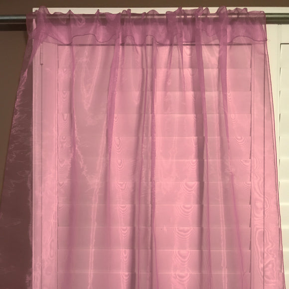 Sheer Tinted Organza Solid Single Curtain Panel 58 Inch Wide Dusty Rose