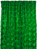 Satin Rosette 3D Pop up Flower Single Curtain Panel 54 Inch Wide - Emerald Green
