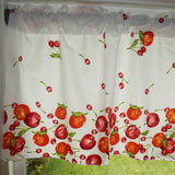 Cotton Window Valance Fruits Print 58 Inch Wide Falling Apples and Cherries White