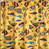 Cotton Curtain Animal Print 58 Inch Wide Fish Aquarium Yellow