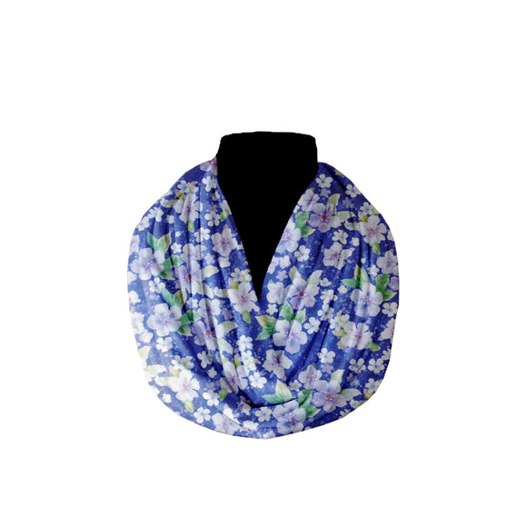 Cotton Infinity Scarf Floral Blue Leadwood