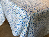 Cotton Tablecloth Floral Print Small Flowers Allover Blue on White
