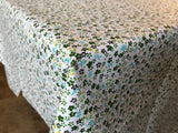Cotton Tablecloth Floral Print Small Flowers Allover Green