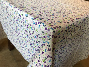 Cotton Tablecloth Floral Print Small Flowers Allover Purple