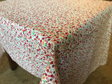 Cotton Tablecloth Floral Print Small Flowers Allover Red on White