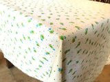 Cotton Tablecloth Floral Print Tiny Flower Dots Green