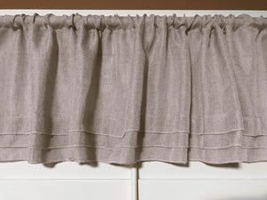 Faux Burlap Window Valance 58" Wide with Pleated Ruffles Frosted Wheat