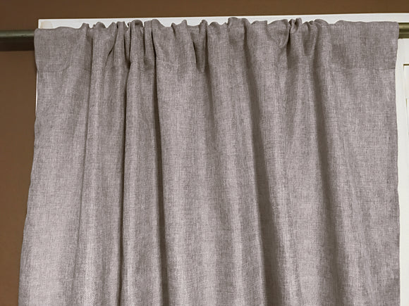 Faux Burlap Texture Polyester Solid Single Curtain Panel 58 Inch Wide Frosted Wheat