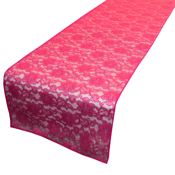 Light Weight Floral Sheer Lace Table Runner / Wedding Table Top Décor (Pack of 8) Fuchsia