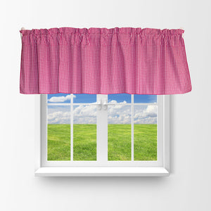 Cotton 1/8th Inch Small Gingham Checkered Window Valance 58" Wide Fuchsia