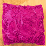 Satin Rosette Decorative Throw Pillow/Sham Cushion Cover Fuchsia