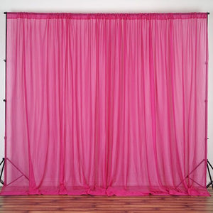 Sheer Chiffon Curtain Panel 58 Inch Wide Window Treatment Fuchsia