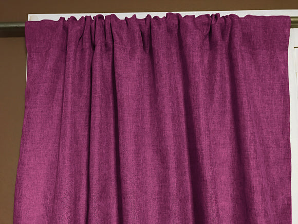 Faux Burlap Texture Polyester Solid Single Curtain Panel 58 Inch Wide Fuchsia
