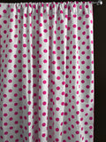 Cotton Curtain Polka Dots Print 58 Inch Wide / Fuchsia on White