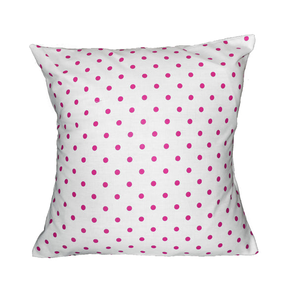 Cotton Small Polka Dots Decorative Throw Pillow/Sham Cushion Cover Fuchsia on White