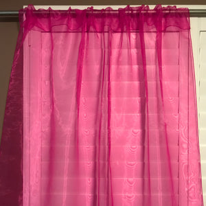 Sheer Tinted Organza Solid Single Curtain Panel 58 Inch Wide Fuchsia