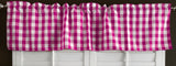 Poplin Gingham Checkered Window Valance 58" Wide Fuchsia