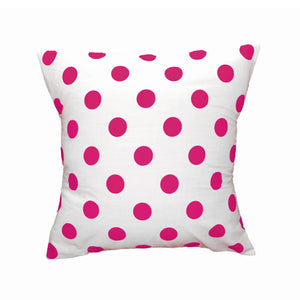 Cotton Polka Dots Decorative Throw Pillow/Sham Cushion Cover Fuchsia On White