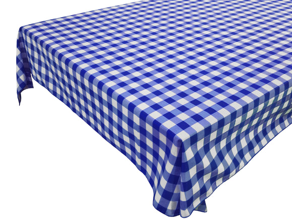 Cotton Gingham Checkered Tablecloth Royal Blue