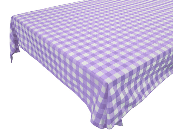 Cotton Gingham Checkered Tablecloth Lavender