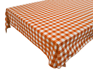 Cotton Gingham Checkered Tablecloth Orange